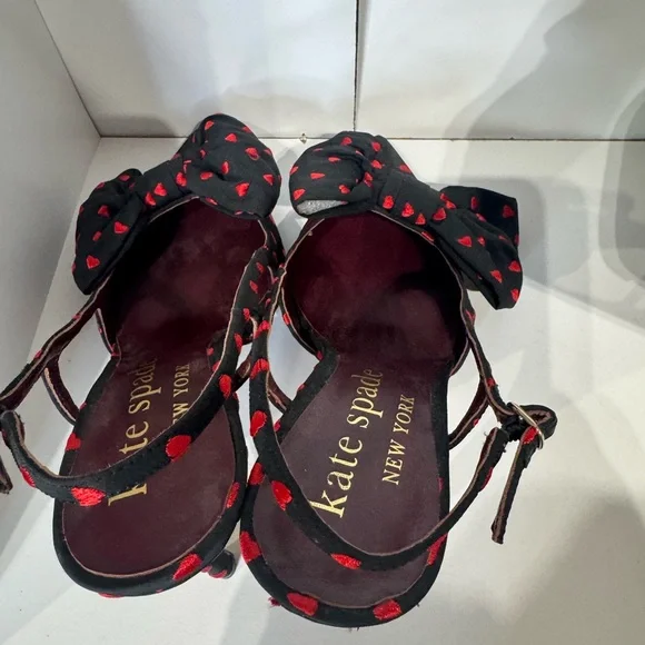 Kate Spade Black Heels with Red Bow Accents - Picture 3 of 5
